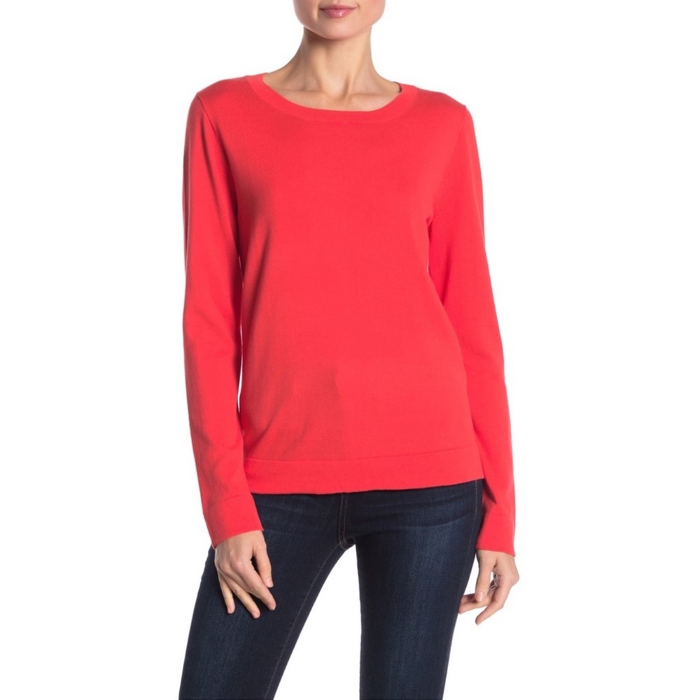 J. Crew Bright Coral Scoop Neck Sweater